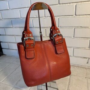 Tignanello Burnt Orange Perfect 10 French Tote - Genuine Leather